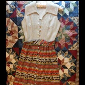 *VINTAGE* 70's Boho Maxi Dress by PLW Sz S